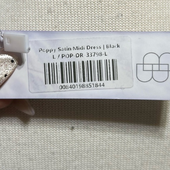 Baltic Born Poppy Satin Midi Dress Black Large NWT - Picture 5 of 5